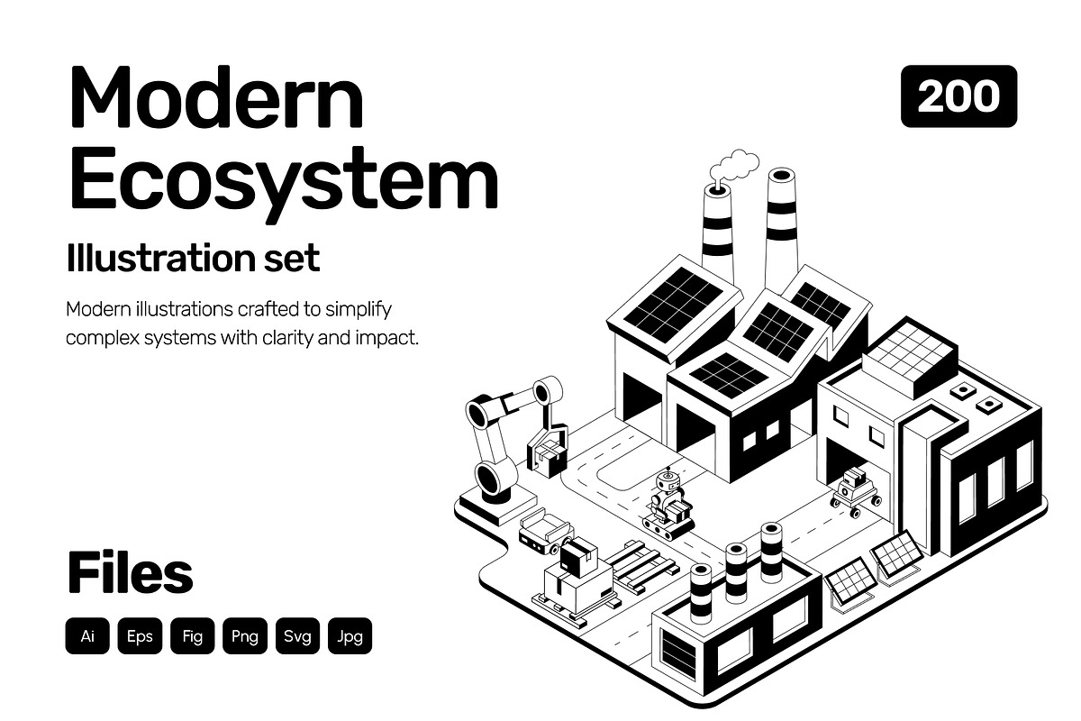 250 Modern Ecosystem Illustrations, a Technology Illustration by Brickclay (Photo 1 of 16)
