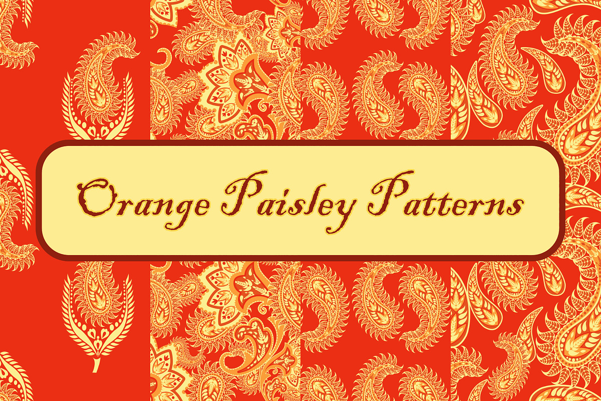 Orange Paisley patterns, a Pattern Graphic by ThaiByGaew (Photo 1 of 3)