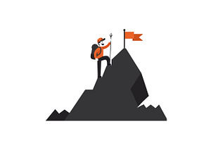 Adventurer reaching the summit of a, an Illustration by designvectx