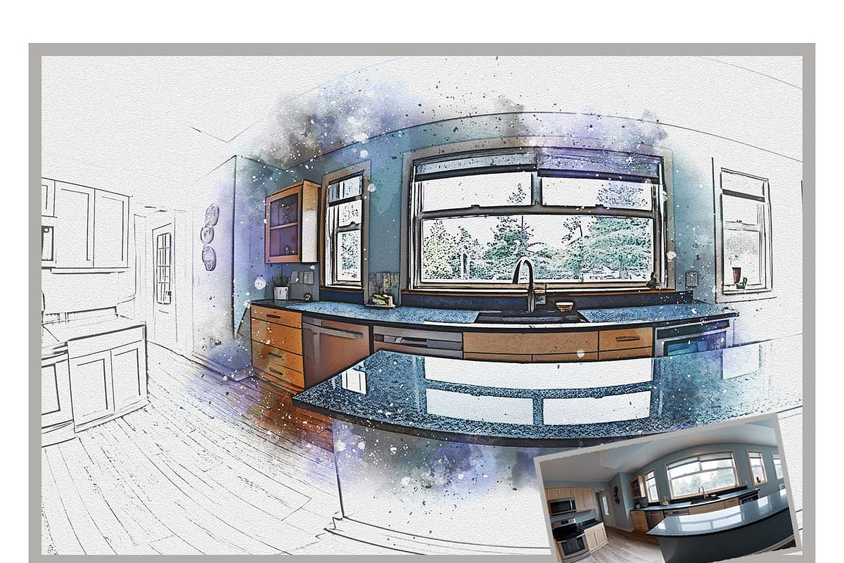 Architecture Drawing Art Ps Action, a Brushes & More by Studio Retouch (Photo 4 of 11)