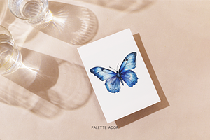 Watercolor Blue Butterflies