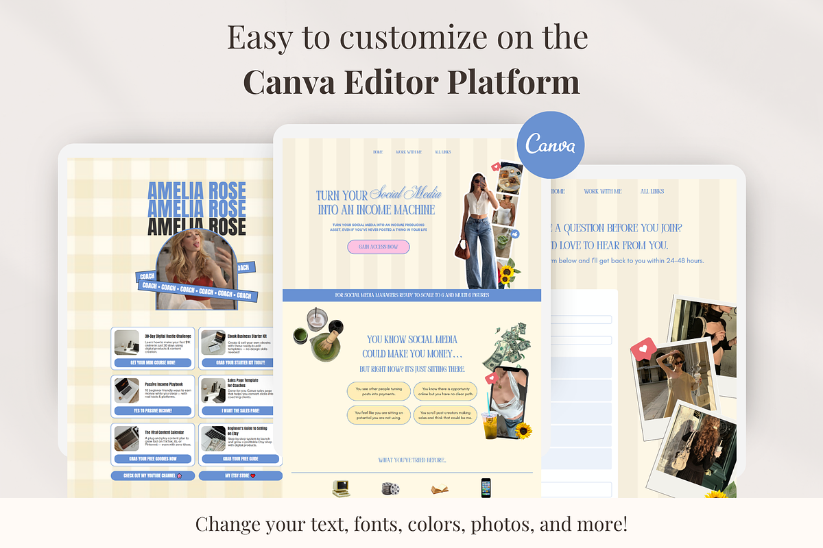 Stan Store Sales Page Canva Website, a Landing Page Template by GlamWebDesigns (Photo 2 of 9)