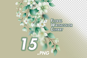 Floral Watercolor Clipart, a Decorative Illustration by BazziBa♥