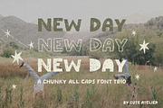 NEW DAY: CHUNKY PLAYFUL FONT TRIO, a Handwritten Font by Cute Atelier (Thumbnail 1 of 13)