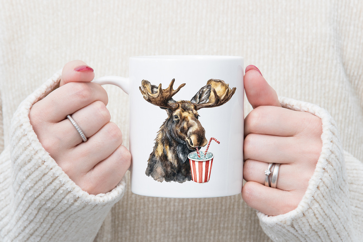 Quirky Reindeer Funny Moose Clipart, a Graphic by designcity5 (Photo 4 of 5)