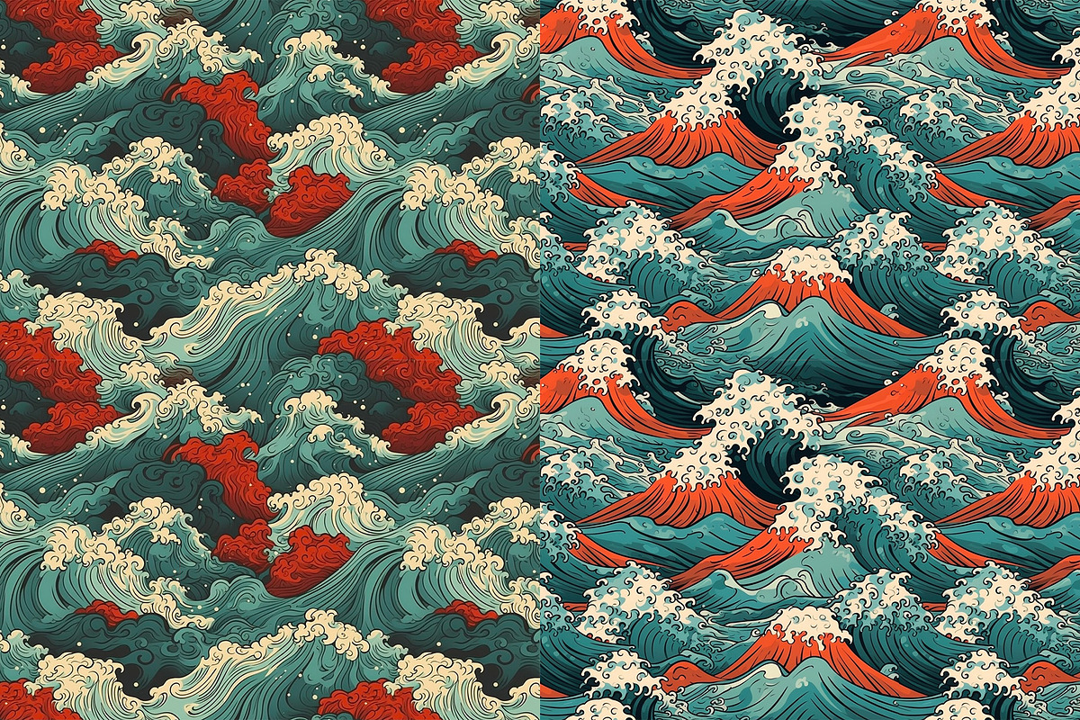Waves of Japan: Seamless Patterns, a Pattern Graphic by TheBlackPixelCo (Photo 5 of 8)