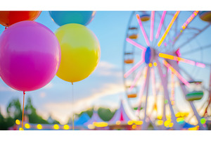 Colorful balloons and ferris wheel, a Nature Photo by Lermont51