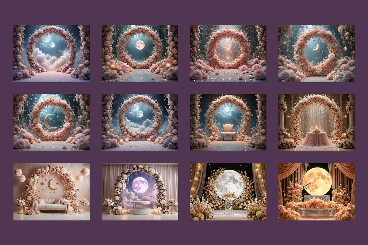 23 Moon Bloom Digital Backdrops, a Background Graphic by 3Motional (Photo 7 of 8)