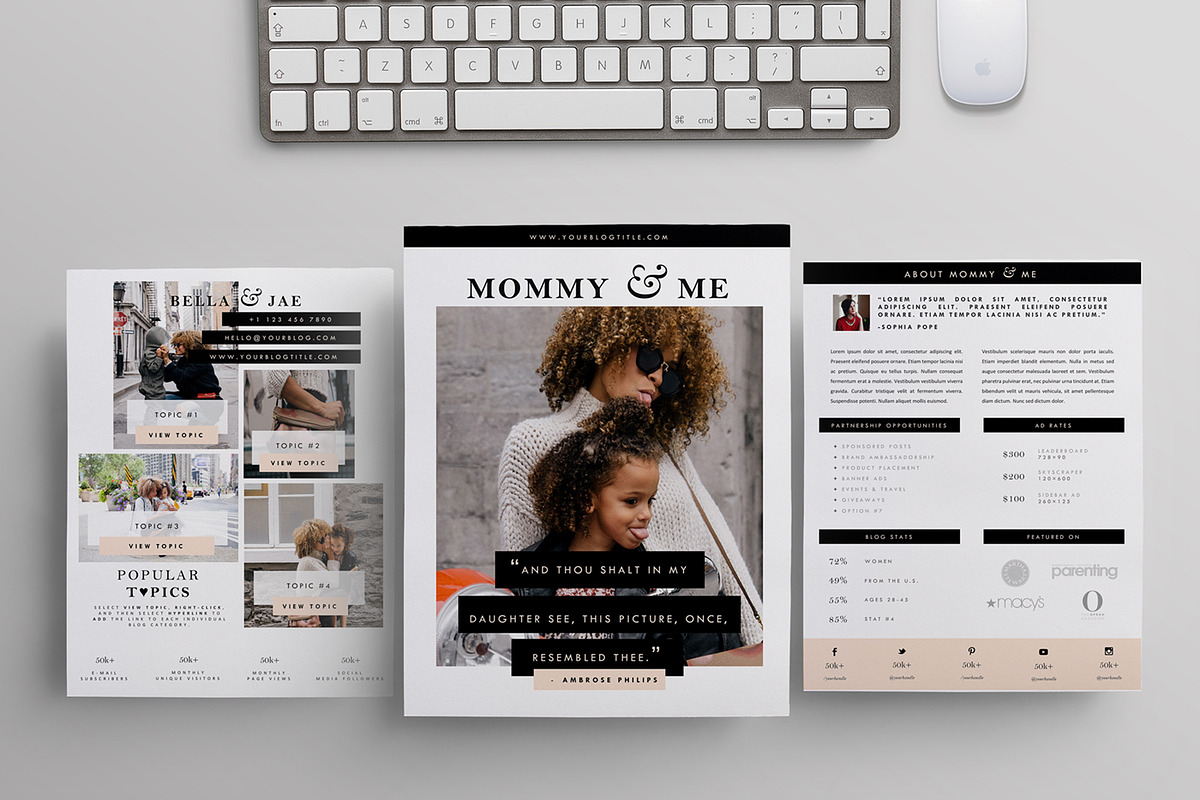 Blog Media Kit Template | 3 Pages, a Stationery Template by Blogger Kit Co. (Photo 1 of 8)