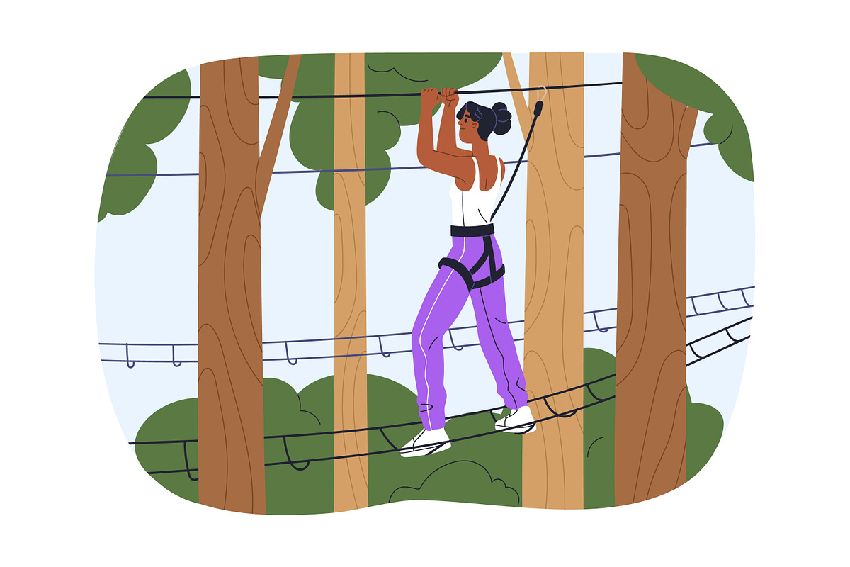 People climbing in rope park set, a Sport Illustration by Good Studio (Photo 25 of 25)