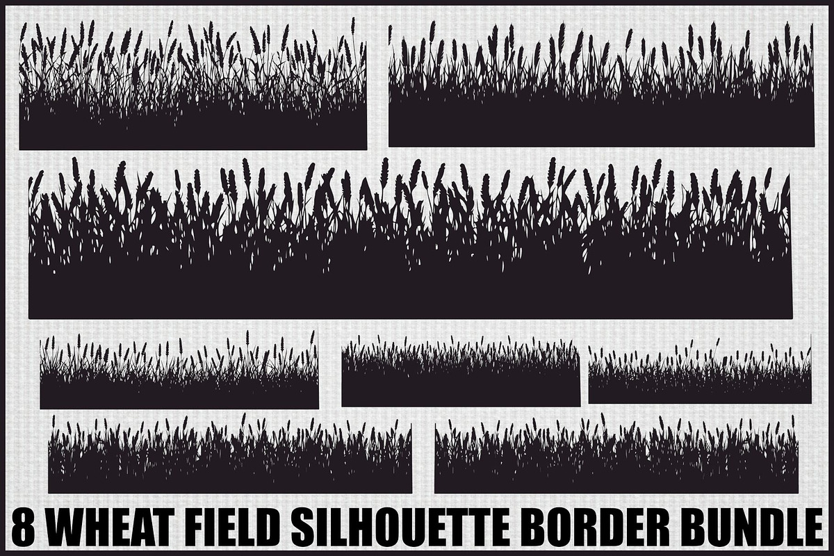 Farm Silhouette Wheat Clipart Set, an Illustration by BIPLOB EXPERT (Photo 1 of 9)