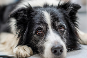 Senior Border Collie dog lying on, an Animal Photo by MistyDay