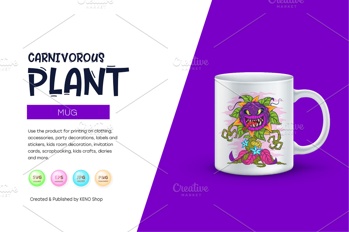Cartoon carnivorous plant. Tshirt, an Animal Illustration by KENO Mascots (Photo 3 of 7)