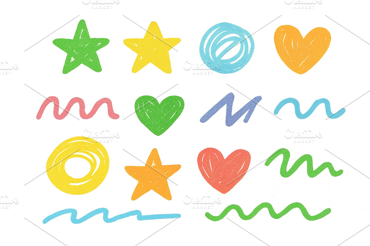 Colorful hand-drawn shapes including, an Illustration by ZinetroN