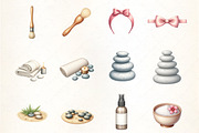 Spa Watercolor Clipart, an Illustration by CrexoraLab (Thumbnail 1 of 5)
