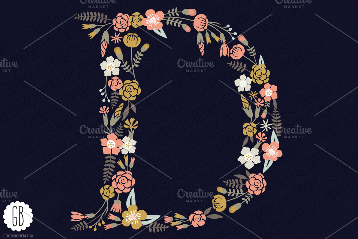 Floral letters, monogram, floral KUD, a Decorative Illustration by GrafikBoutique (Photo 3 of 3)