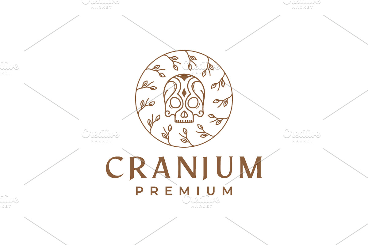 cranium art with leaf logo design, a Branding & Logo Template by devastd