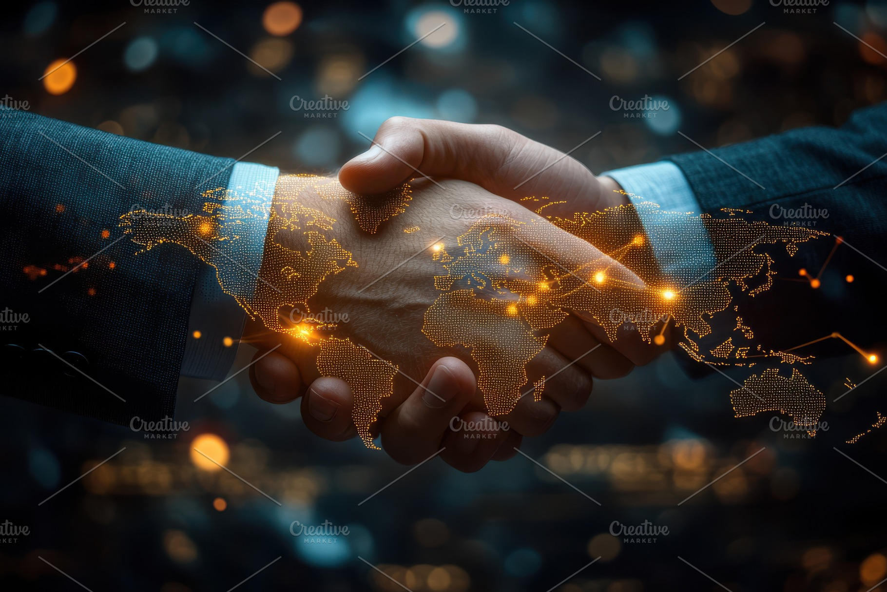 Global Partnership Handshake World M, a Background Photo by Pixeness