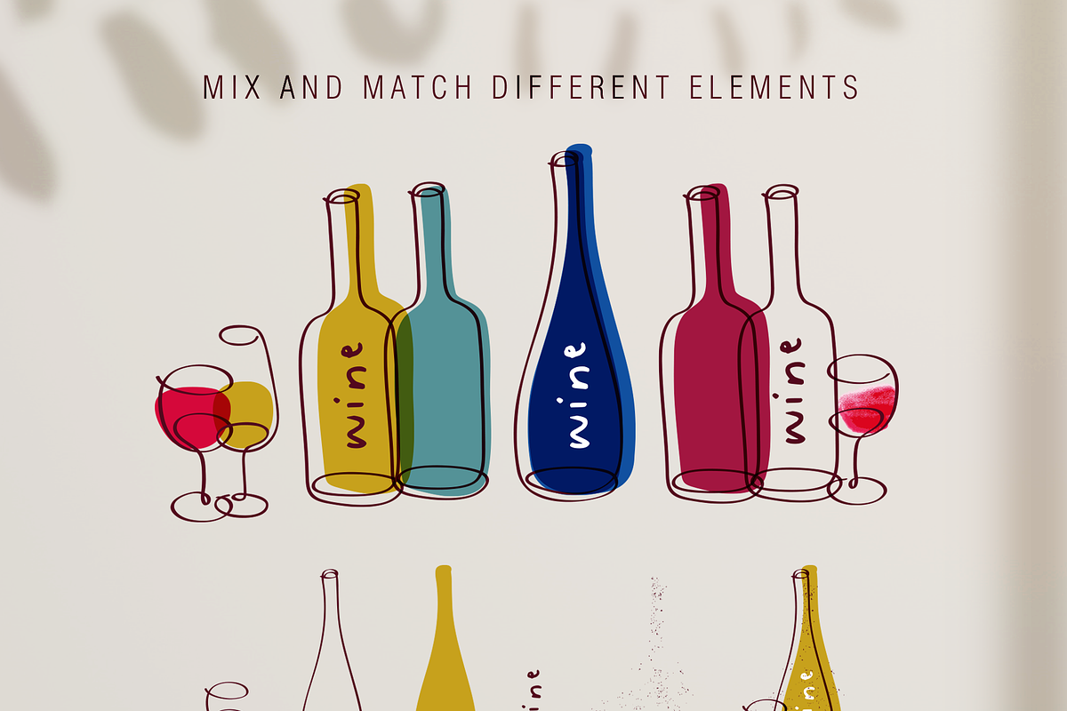 Modern wine collection, a Food Illustration by Tkoko vectors & patterns (Photo 13 of 15)