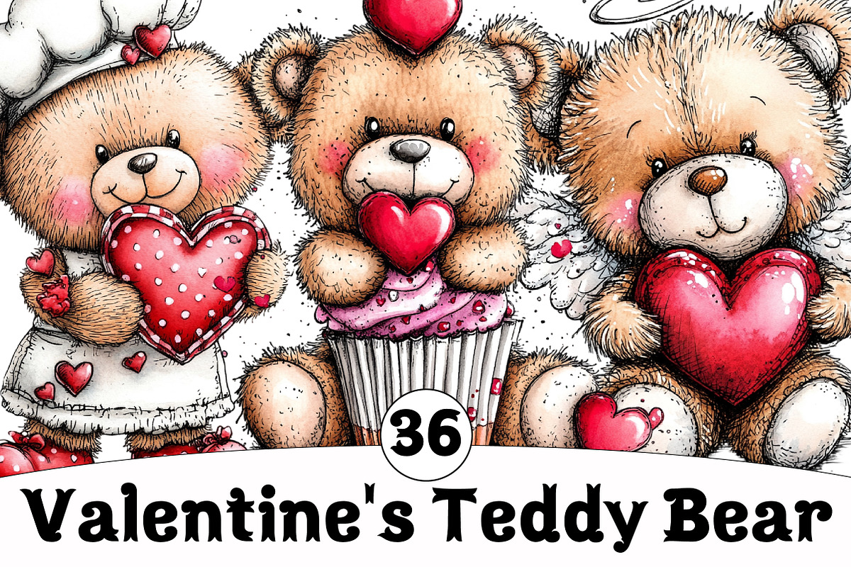Valentine's Teddy Bear, an Illustration by Design Market (Photo 1 of 5)