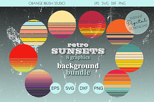 Retro Sunset Background Bundle