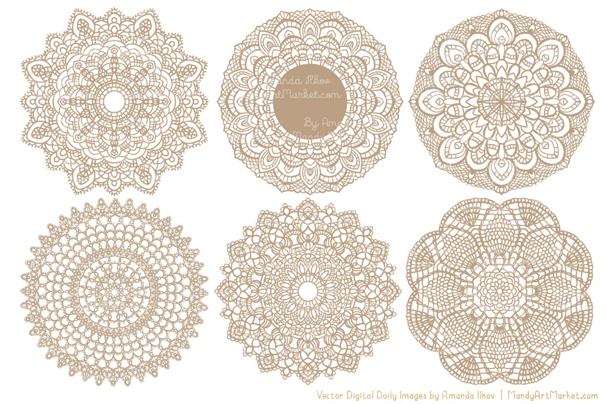 Champagne Lace Doilies Clip Art, an Illustration by Amanda Ilkov (Photo 4 of 4)