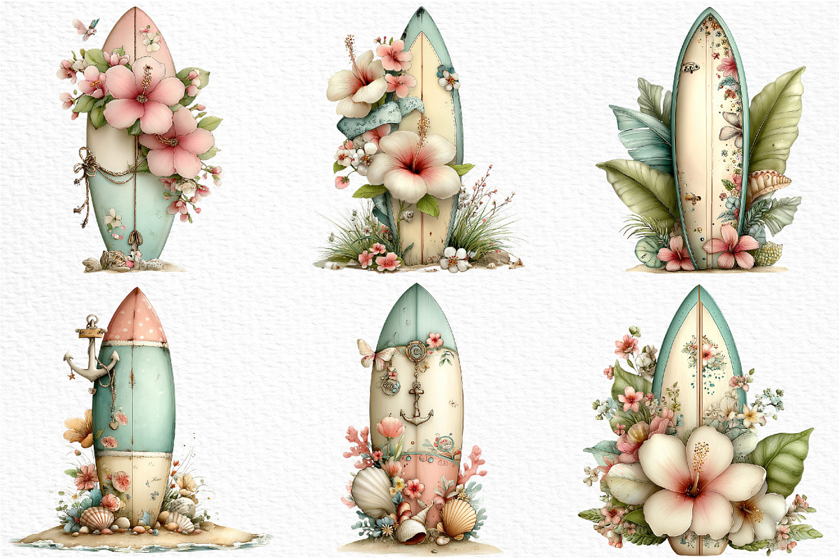 Summer Surfboard Clipart, an Illustration by Craft Nest (Photo 5 of 12)
