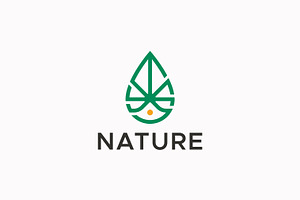 Natural Water Drop & Leaf Logo, a Branding & Logo Template by Signatoro
