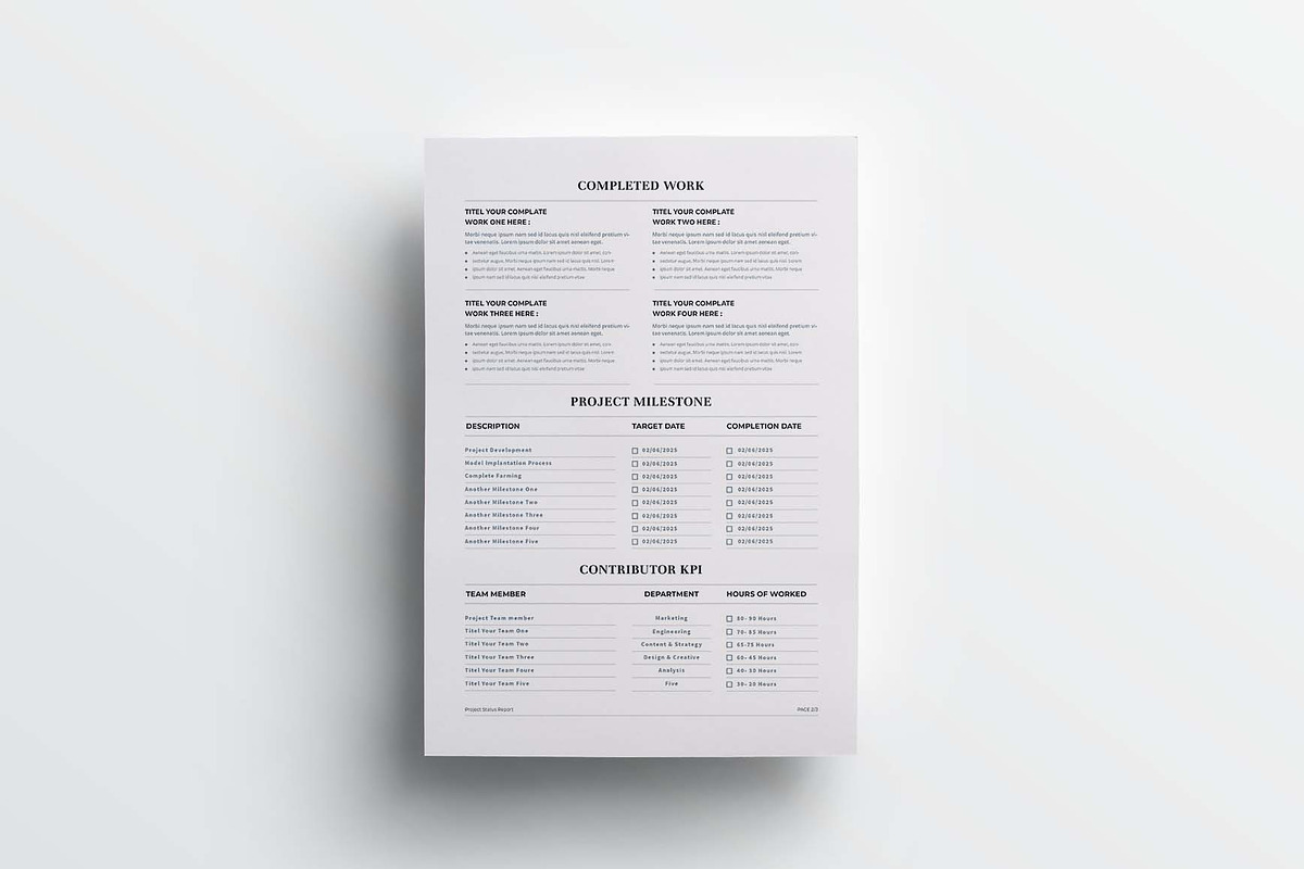 Project Status Report | Word & Indd, a Stationery Template by design_hut