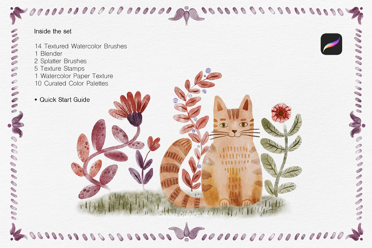 Watercolor Brushes for Procreate, a Brush Add-On by Jenny Quince (Photo 8 of 10)
