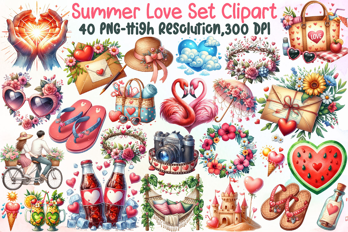 Summer Love Set Clipart, an Illustration by Sublimation Artist (Photo 1 of 6)
