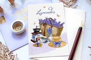 Watercolor Provence Lavender Clipart