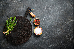 Spices and herbs with craft cutting, a Food & Drink Photo by Nadia-nb