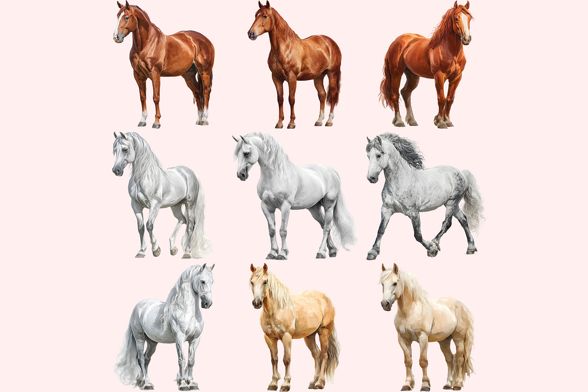 Horse Clipart PNG Bundle, a Graphic by M9 Design (Photo 7 of 11)