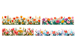 Spring wildflowers border. Field, an Illustration by Stock-Smart-Start