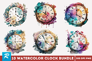 Watercolor Clock Clipart Bundle, an Object Graphic by Regulrcrative (Thumbnail 1 of 7)