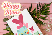 Piggy Mom Digital Clip Art, a Seasonal Illustration by Cozy Cat Design (Thumbnail 8 of 10)