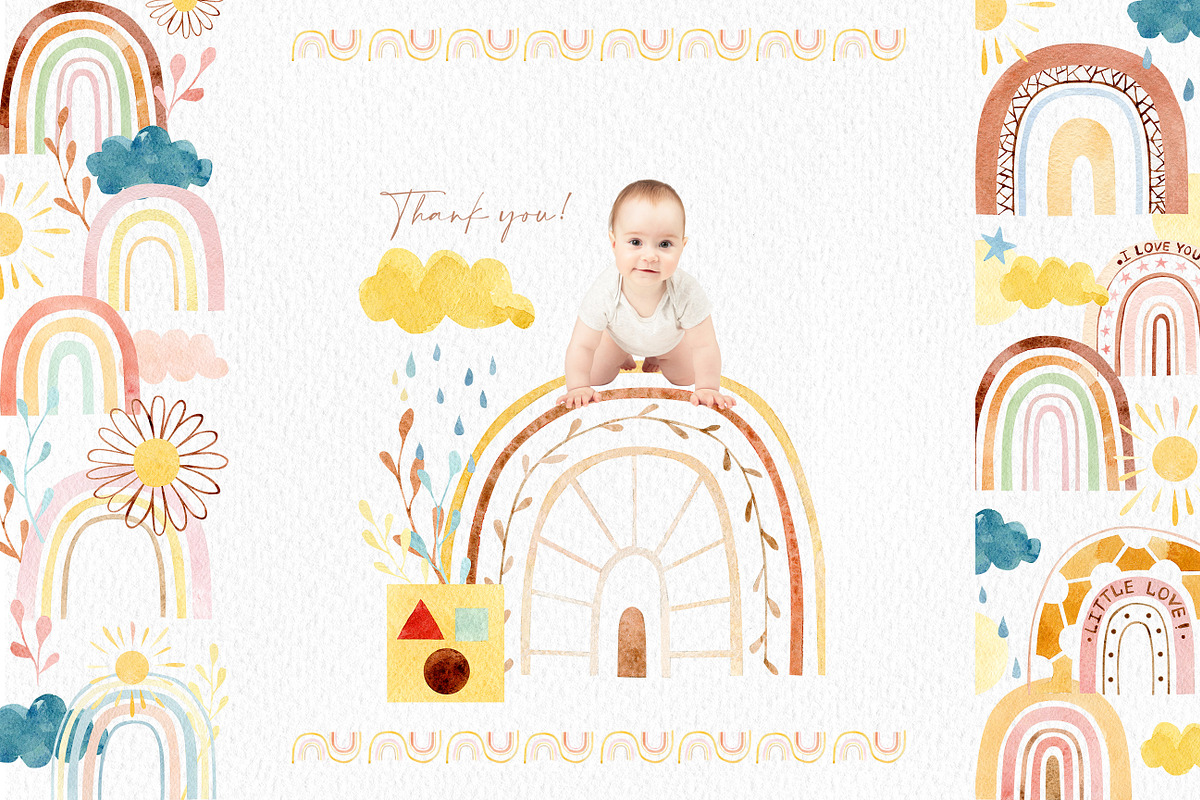 Watercolor rainbow abstract cute, an Illustration by AnnaTkachi (Photo 8 of 8)