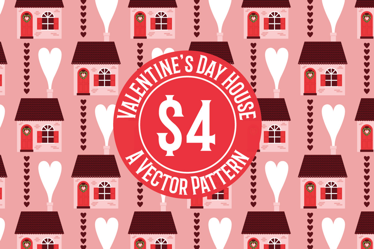 Valentine's Day House Vector Pattern, a Pattern Graphic by K McCormack Designs (Photo 1 of 4)