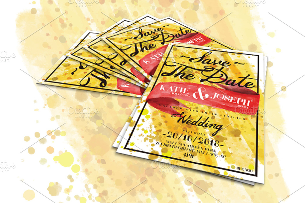Watercolor Wedding Invitation, a Card Template by Tiaga (Photo 2 of 3)