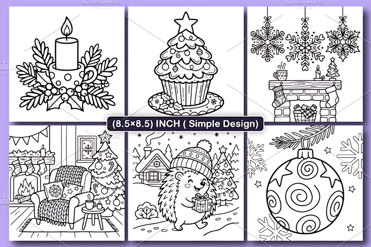 Bold & Easy Cozy Christmas Coloring, a Seasonal Illustration by Design Station (Photo 4 of 6)
