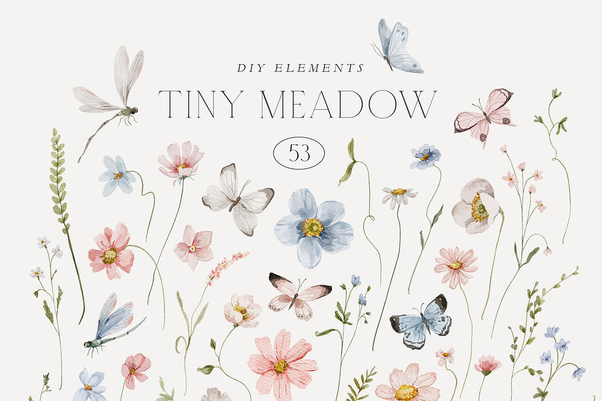 Watercolor Tiny Meadow, a Decorative Illustration by AleksaArt (Photo 6 of 13)