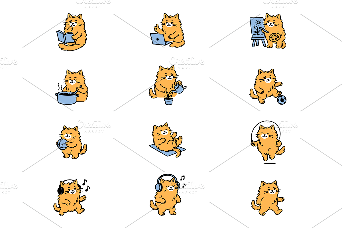 12 Hand-Drawn Cat Illustrations, an Empty State Illustration by Nimart (Photo 4 of 11)