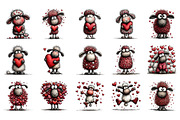 Funny Valentine Sheep Clipart Bundle, an Illustration by SinaCreation (Thumbnail 2 of 11)
