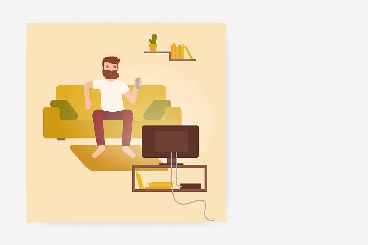 Man watching sport game on TV, a Person Illustration by Good Studio (Photo 3 of 3)