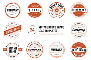 24 Vintage Round Logo Templates, a Branding & Logo Template by MaryArt