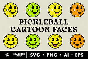 Pickleball Cartoon Faces