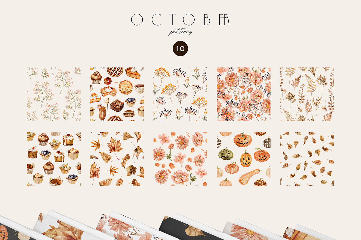 OCTOBER Watercolor Autumn Set, an Object Graphic by Kaleriia (Photo 10 of 11)