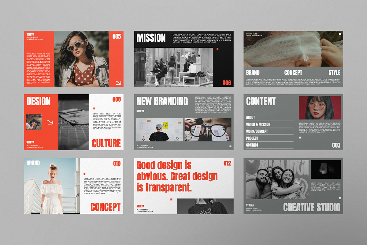 Streva Modern Brand Google Slide, a Presentation Template by Portocraft (Photo 7 of 7)
