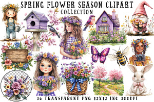 Spring Flower Season Clipart, an Illustration by OK Design